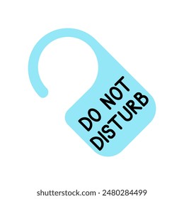 Do not disturb sign icon. Blue door hanger, hotel privacy, quiet room, no interruption, rest, relaxation, silence.