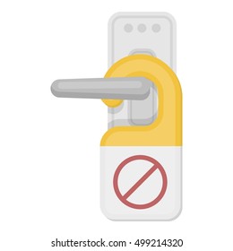 Do not disturb sign icon in cartoon style isolated on white background. Hotel symbol stock vector illustration.