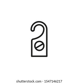 Do not disturb sign line icon. Label, sign, warning. Hotel concept. Vector illustration can be used for topics like hotel business, tourism, service industry