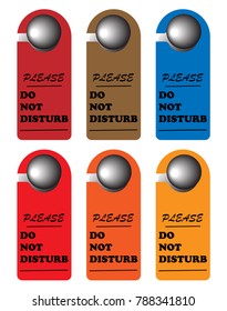 Do Not Disturb sign - multicolored hotel door warning messages isolated on white background.Vector illustration.