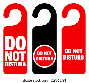 Do Not Disturb Sign - Red Hotel Door Warning Messages isolated on white background