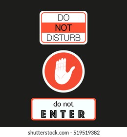 Do Not Disturb Sign - Red Door Warning Messages isolated on black background
