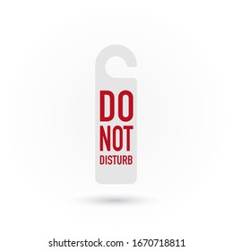 Do not disturb sign. Signboard with sample text hanging on blue door knob. Flat color style vector icon. Elements of web design for business.