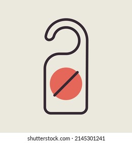 Do not disturb sign vector isolated icon. Red hotel door warning messages. Graph symbol for travel and tourism web site and apps design, logo, app, UI