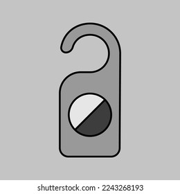 Do not disturb sign vector isolated grayscale icon. Red hotel door warning messages. Graph symbol for travel and tourism web site and apps design, logo, app, UI