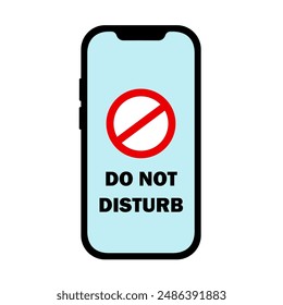 Do not disturb - smartphone is set to muted and quiet mode with no notification. Technology and avoiding distraction and preserving peace and calm. Vector illustration isolated on white.