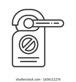 Do not disturb tag black line icon. Hotel service sign. Time relax concept. Pictogram for web page, mobile app, promo. UI UX GUI design element. Editable stroke.
