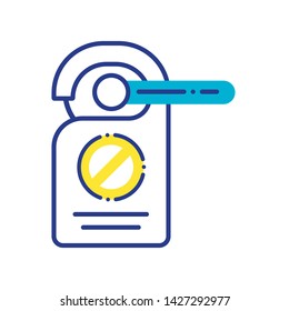Do not disturb tag color line icon. Hotel service sign. Time relax concept. Pictogram for web page, mobile app, promo. UI/UX/GUI design element. Editable stroke.