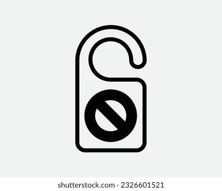 Do Not Disturb Tag Icon. Room Service Motel Hotel Door Sign Label Handle Hanging Quiet Silence. Black White Graphic Clipart Artwork Symbol Vector EPS