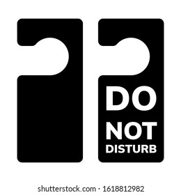 Do not disturb text on door hanger  isolated on white background and empty black mock up. Vector stock illustration.