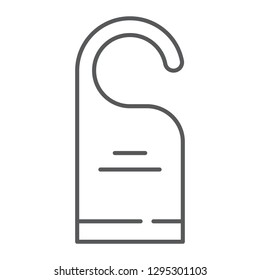 Do not disturb thin line icon, label and hotel, door hanger sign, vector graphics, a linear pattern on a white background, eps 10.