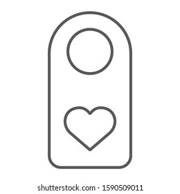 Do Not Disturb thin line icon, valentine and holiday, door hanger sign, vector graphics, a linear pattern on a white background, eps 10