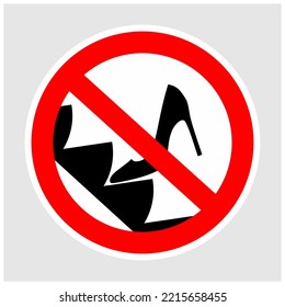 Do not drag your feet against the handrail and against the steps. Prohibition sign.