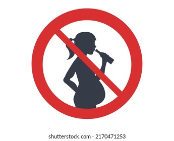 Do not drink alcohol during pregnancy, prohibition sign icon
