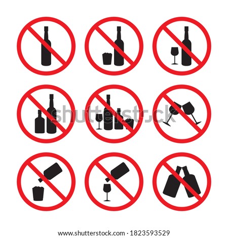 Do not drink alcohol sign. Prohibition of alcoholic drinking sign vector