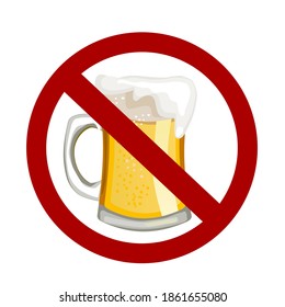 Do not drink beer sign.Do not drink alcohol signs.Vector illustration isolated on white background.