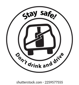 Trinken Sie nicht und fahren Sie kein Schild. 2D einfaches flaches Grafikdesign. Vorlage einzeln auf weißem Hintergrund. Kann als Zeichen oder zu irgendeinem Zweck verwendet werden. Vektor EPS10 