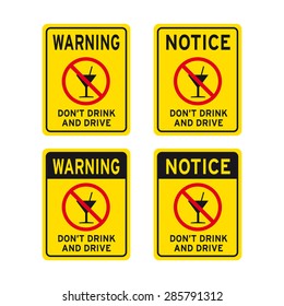 Do not drink and drive sign vector set