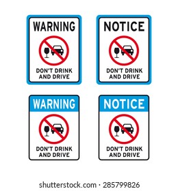 Do not drink and drive warning traffic sign vector set