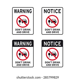 Do not drink and drive warning traffic sign vector set