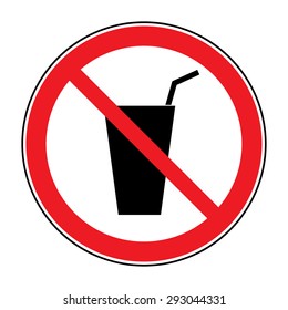 Do Not Drink Icon. Glass Symbol. No Drink Sign. Red Circle Prohibition Sign. Stop Flat Symbol. Stock Vector