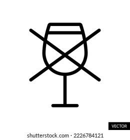 Do not drink, Say no to alcohol, Dont drink, Prohibited vector icon in line style design for website, app, UI, isolated on white background. Editable stroke. EPS 10 vector illustration.