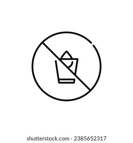 Do not drink water line icon sign symbol isolated on white background