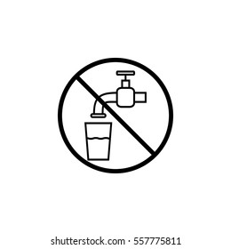 Do not drink water line icon, prohibition sign, forbidden not drinkable, vector graphics, a linear pattern on a white background, eps 10.