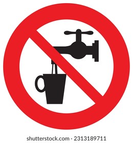 Do Not Drink Water Prohibition Sign. non-potable water. Vector Illustration