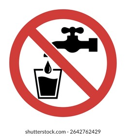 Do Not Drink Water Sign – Vector Symbol for Non-Potable Tap Water Warning
