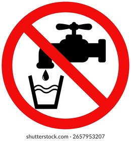 Não beba o sinal de água, Não use o sinal de água. Projeto de ilustração de vetor plano.