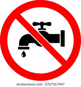 Do Not Drink Water Sign with Prohibition Faucet and Water Drop Symbol