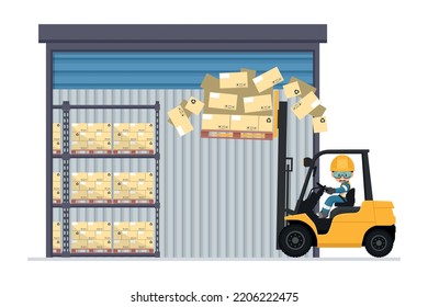 Do not drive with the forks raised or with a elevated load. Safety in handling a fork lift truck. Security First. Accident prevention at work. Industrial Safety and Occupational Health
