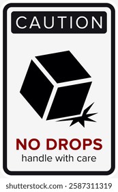 Do Not Drop. Fragile Items. Packaging Symbol. Sign and Label Indicating That Items Must Be Handled Carefully. No Drops - Vector Symbol.