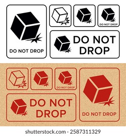 Do Not Drop. Fragile Items. Packaging Symbol. Sign and Label Indicating That Items Must Be Handled Carefully. No Drops - Vector Symbol.