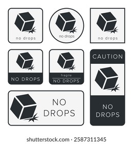 Do Not Drop. Fragile Items. Packaging Symbol. Sign and Label Indicating That Items Must Be Handled Carefully. No Drops - Vector Symbol.