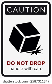 Do Not Drop. Fragile Items. Packaging Symbol. Sign and Label Indicating That Items Must Be Handled Carefully. No Drops - Vector Symbol.