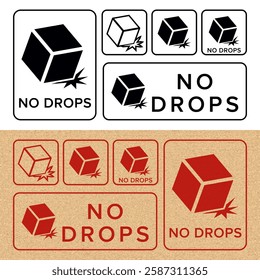 Do Not Drop. Fragile Items. Packaging Symbol. Sign and Label Indicating That Items Must Be Handled Carefully. No Drops - Vector Symbol.