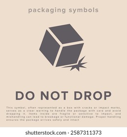 Do Not Drop. Fragile Items. Packaging Symbol. Sign and Label Indicating That Items Must Be Handled Carefully. No Drops - Vector Symbol.