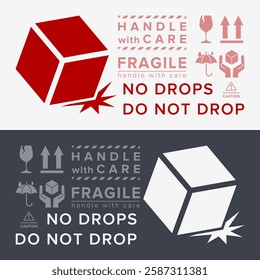 Do Not Drop. Fragile Items. Packaging Symbol. Sign and Label Indicating That Items Must Be Handled Carefully. No Drops - Vector Symbol.