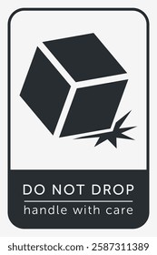 Do Not Drop. Fragile Items. Packaging Symbol. Sign and Label Indicating That Items Must Be Handled Carefully. No Drops - Vector Symbol.