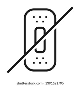Do not drop sanitary napkins sign. Simple line icon. Isolate on white background.