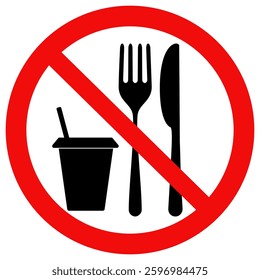 Do not eat or drink sign. No eating or drinking. flat vector illustration design.