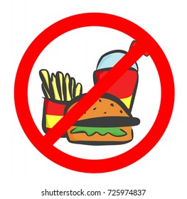 Do not eat and drink symbol. No eating or drinking, prohibition sign.Vector illustration
