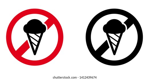 Do Not Eat Ice Cream Sign in Red and Black Version