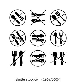 no comer iconos o logotipo símbolo de signo aislado ilustración vectorial - Colección de iconos vectoriales de estilo negro de alta calidad

