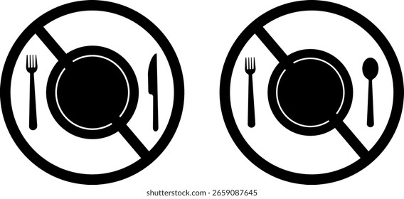 Do not eat icons. No food sign. collection for web vector  design,
