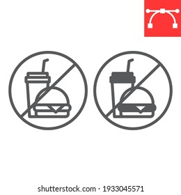 Do Not Eat Line And Glyph Icon, Prohibition And No Eat, No Fast Food Vector Icon, Vector Graphics, Editable Stroke Outline Sign, Eps 10