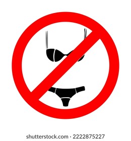 no entrar en un traje de baño con un signo rojo prohibido y un icono de vector plano