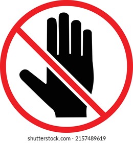 No introducir antes de permiso.silueta negra icono de mano humana ilustración vectorial.símbolo de mano aislado en fondo blanco